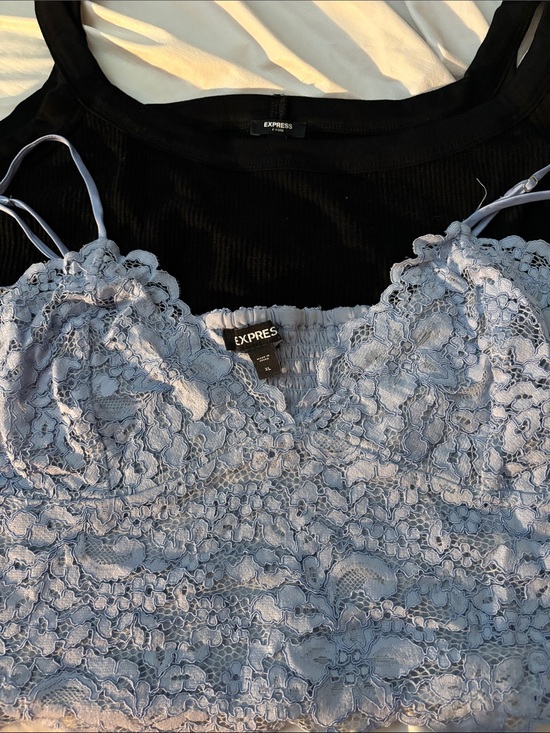 Express Tops - Express Women’s Lace Camisole Top in Light Blue and black